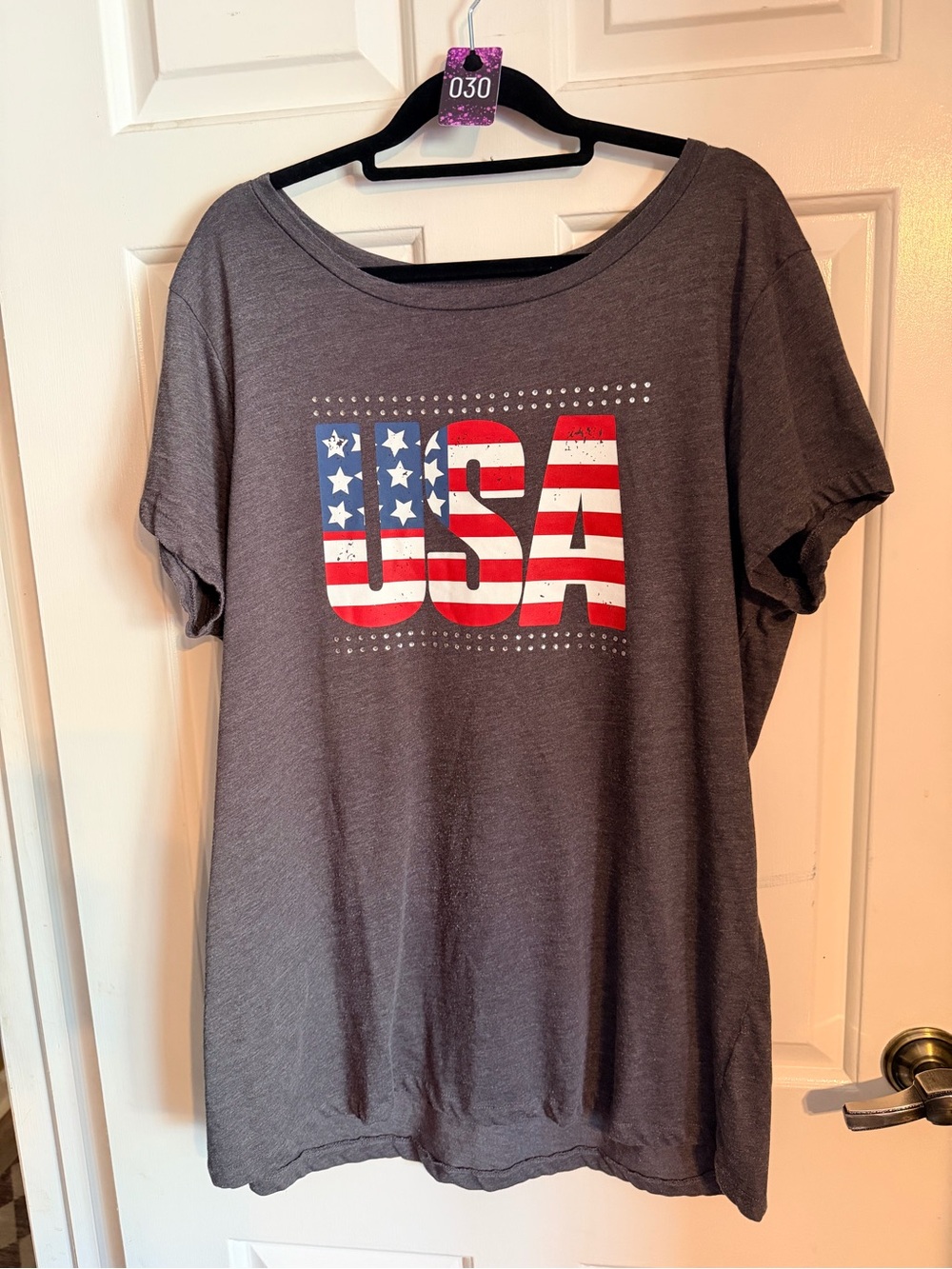 Gray USA Flag Short Sleeve Tee